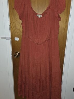 Indigo Rose Rust Tiered Maxi Dress
